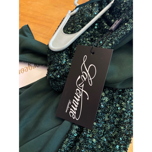 Women's La Femme Green Sequin Gown Size 8 - Picture 7 of 7